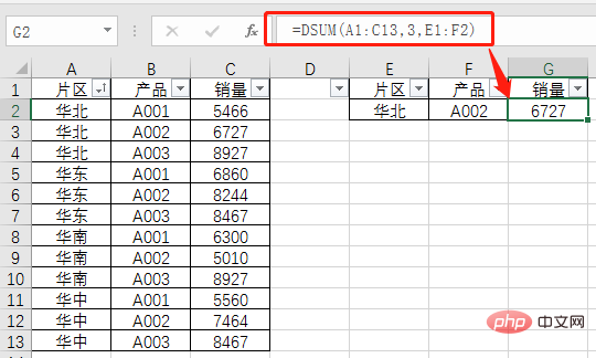 Excel函数学习之最简单的条件求和函数DSUM()