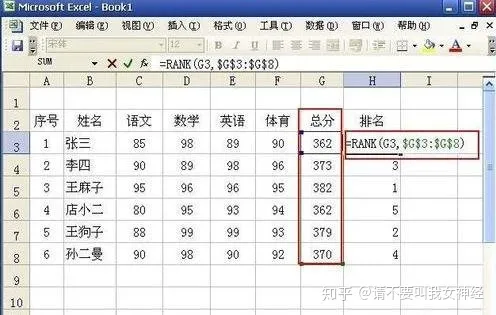 怎么用excel排成绩名次(excel如何给成绩排名次)