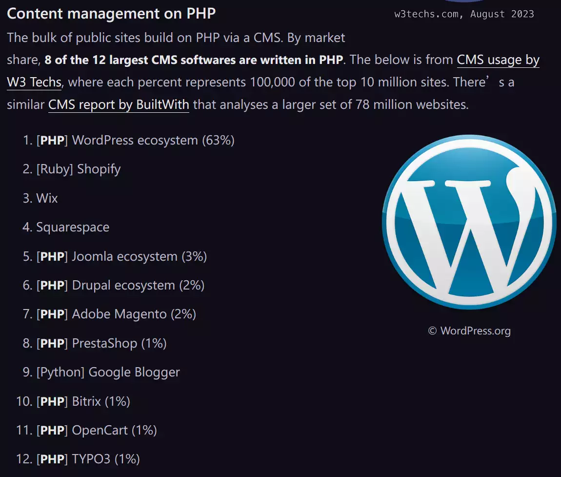 php行业分析（PHP 最新统计数据公布：市场份额 77.2%，仍是网站“首选语言”老婆患上乳腺癌，切除了双乳，现在看见她胸部就犯恶心，该咋办）